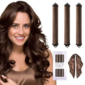 3 Pcs Overnight Heatless Hair Curler No Heat Curling Blowout Rod Sleep In Hair Rollers with Satin Scarf