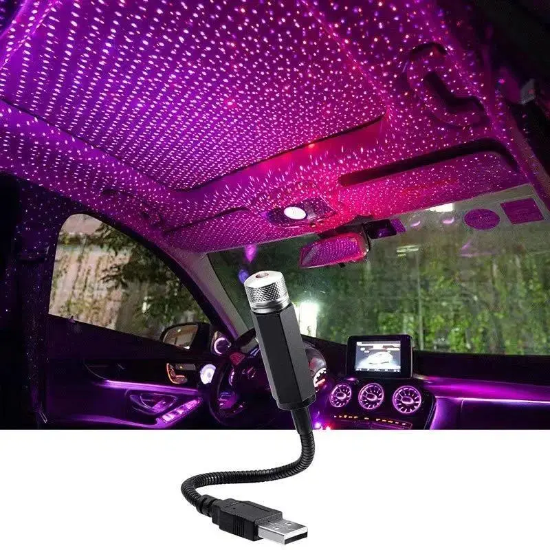 Adjustable USB-Powered Galaxy Star Night Projector Lamp - Mini LED Star Roof in Car Atmosphere Light, Multipurpose Decor for Auto Interior, Bedroom, Car Ambient Lighting, Star Lights For CarLumina Accent Co