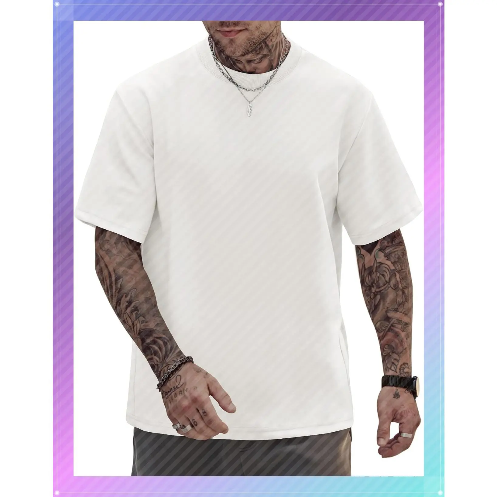 Mens Oversized T-Shirts Heavyweight Stretch Thick Cotton Tee | 320GSM, Oversized, Heavyweight, Street, Cool, All Season, Stretch, Smooth, Wrinkle-Free, Drop Shoulder, Lasting DurabilityGift