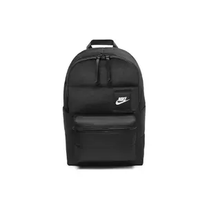 Nike Heritage Solid-Color Logo Zip-Up Polyester-Nylon Backpack for Men and Women, Classic Style in Black