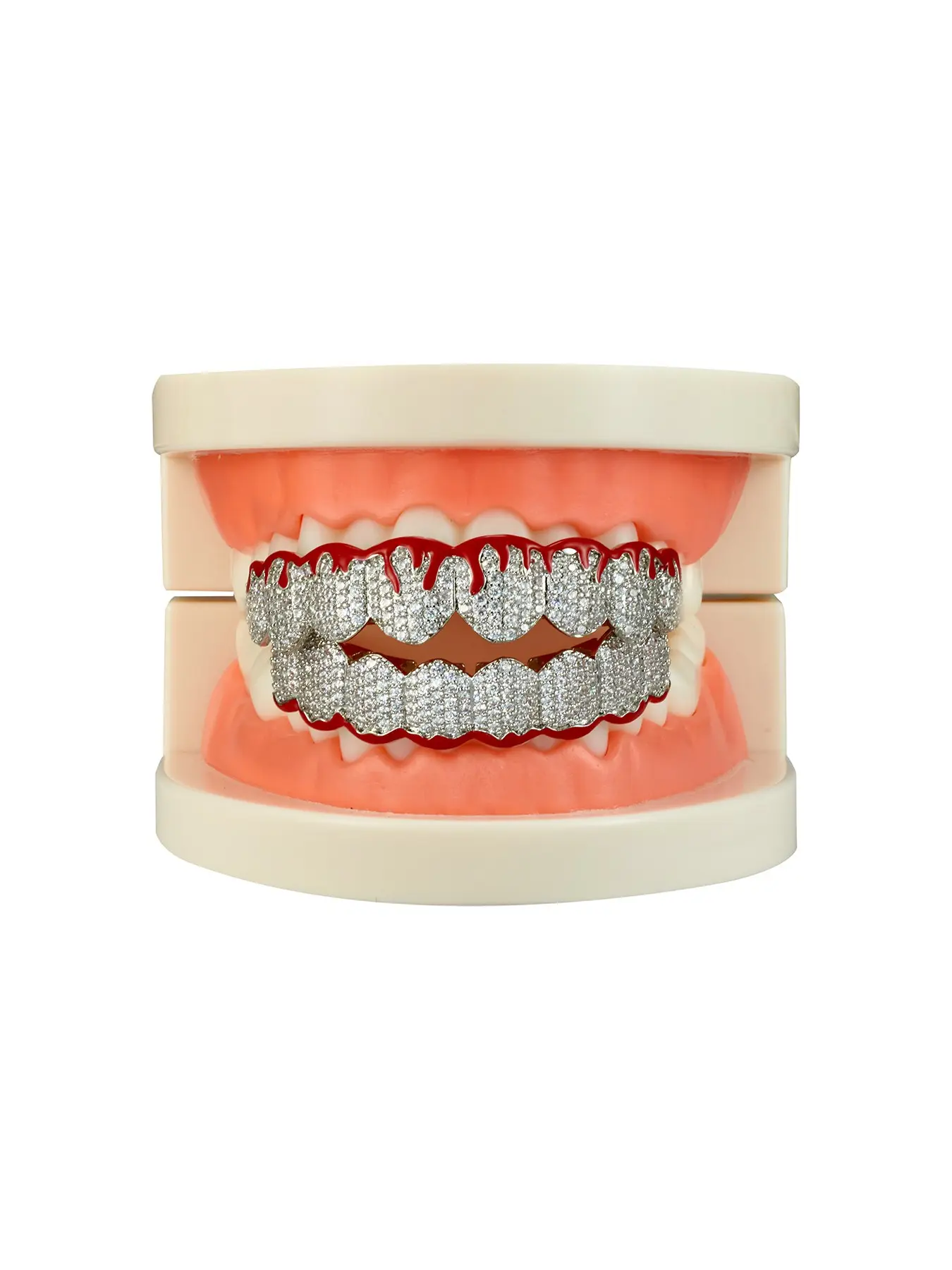 Halloween Drip Oil Micro-Set Full Zircon Hip-Hop Tooth Set, Trendy Dental Accessories, Shimmering Identity Symbol