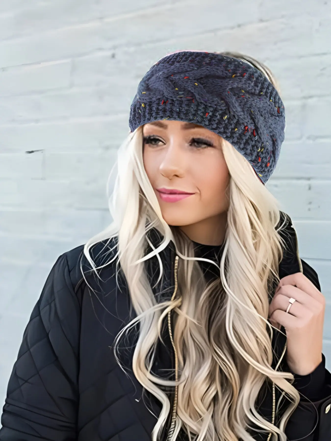 Women Cable Knit Winter Headband, Fleece Lined Wide Stretchy Thermal Ear Warmer, Fashion Hair Band for Cold Weather, Daily Street