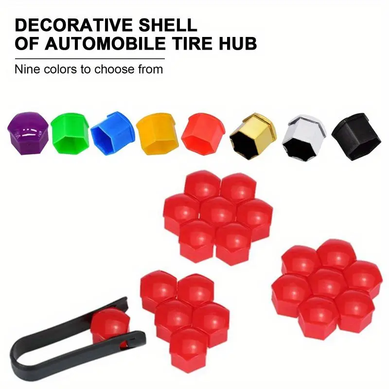 20 pieces of 17mm and 19mm wheel nuts, bolt head caps, protective bolt caps, external decorative bolt covers, and screw plugs