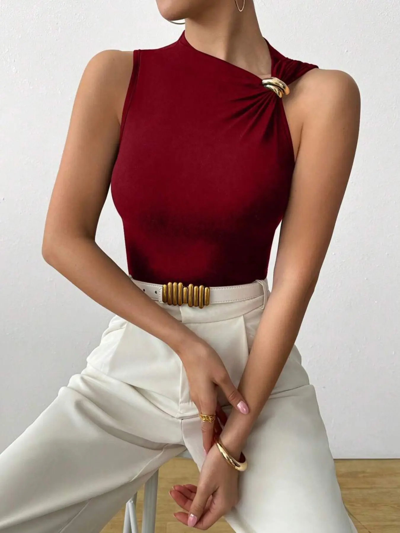 Summer Y2K Sleeveless Tank Top for Women, Summer Tops Trendy, Slim Fit Stretchy Solid Color Innerwear, Versatile Fashionable Ladies' Clothing