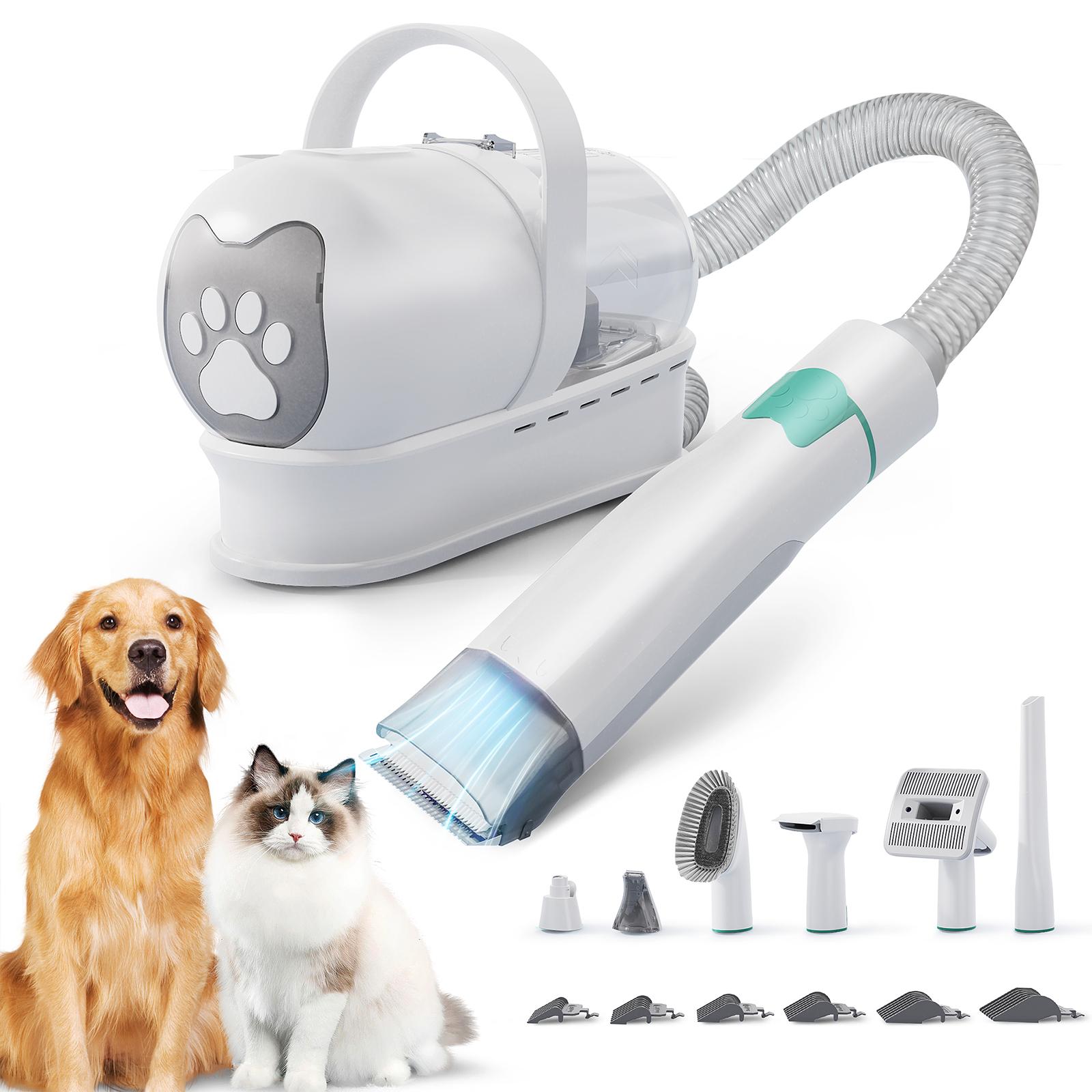 7-in-1 Pet Grooming Kit with Vacuum Function for Dogs Cats Low Noise Design Includes 6 Guide Combs for Precise Trimming