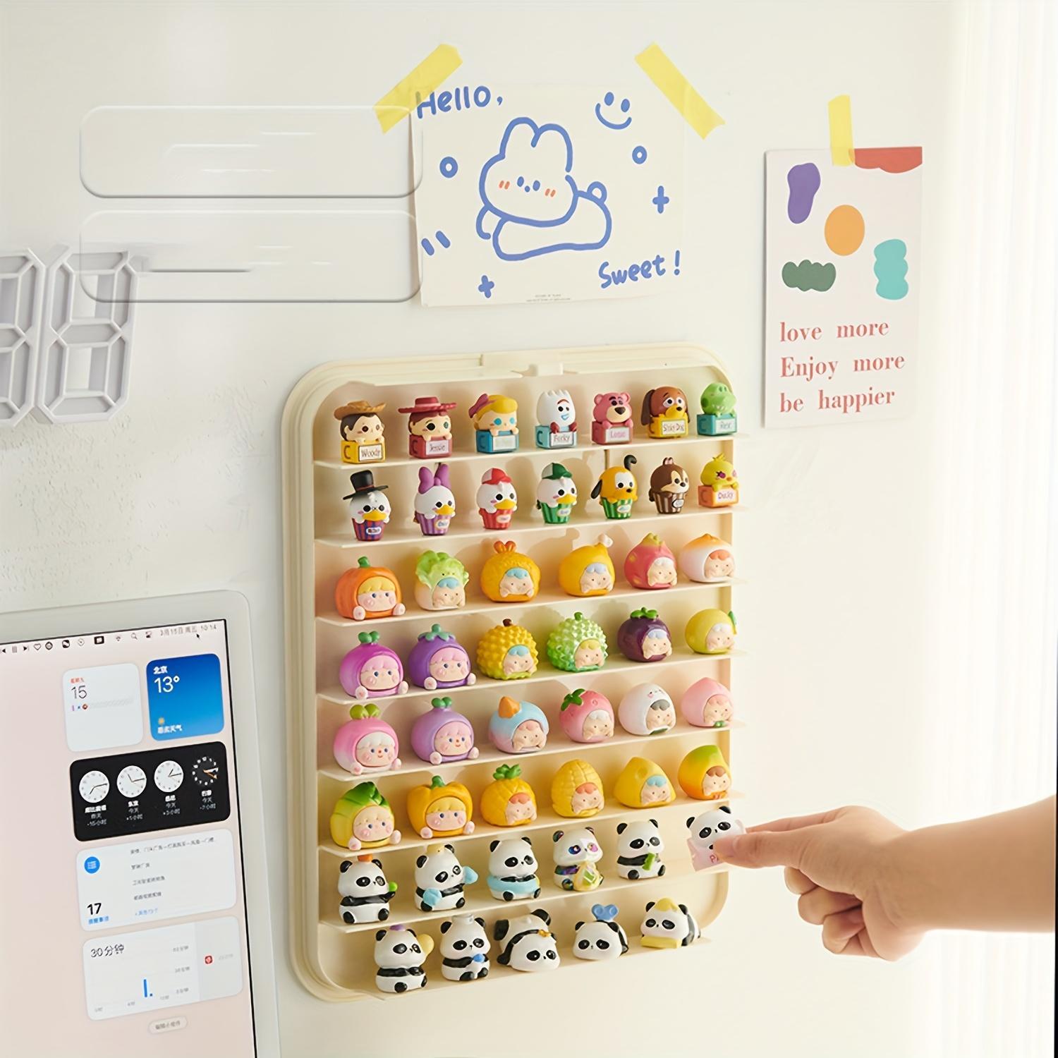 Wall-Mounted Display Cabinet Shelf, Display Cabinet Collectibles, 8-Tier Organizer for Small Figurines, Dustproof Storage Rack for Dolls & Blind Boxes, Transparent Plastic Multi-Grid Shelves