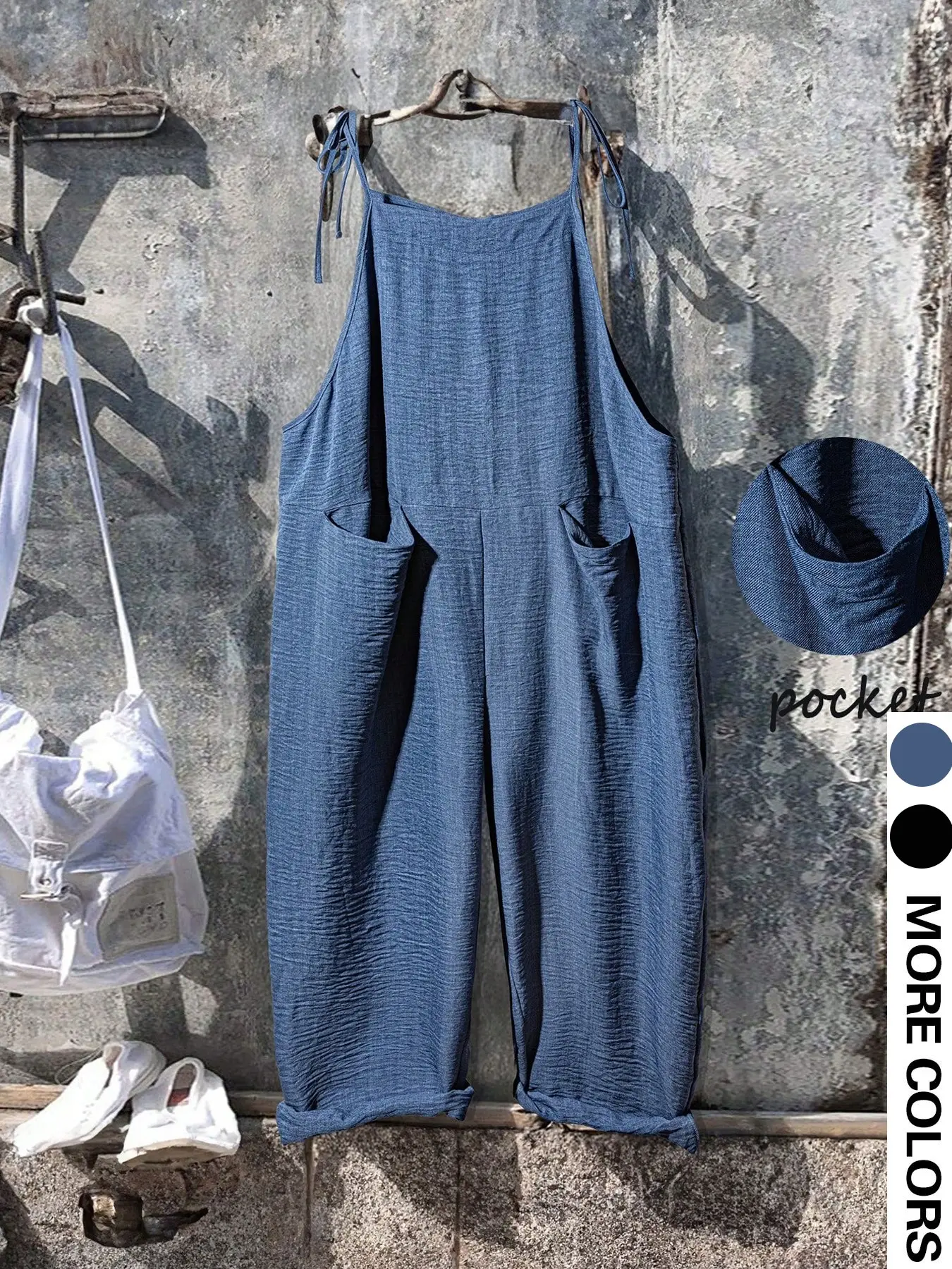 Plus Size Women's Strap Overalls, Casual Adjustable Shoulder Straps with Pocket Design, Perfect for Daily Wear or Vacation
