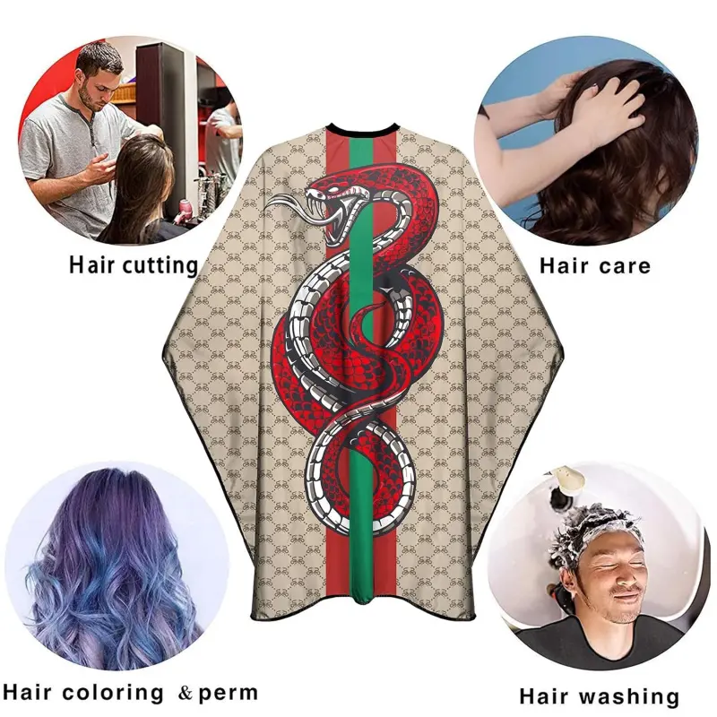 Snake Print Barber Cape for Hair Cutting & Hair Styling - Professional Large Salon Stylist Cape, Durable Hairdresser Gown for Barbers, Easy-Clean Snake Pattern Cloak