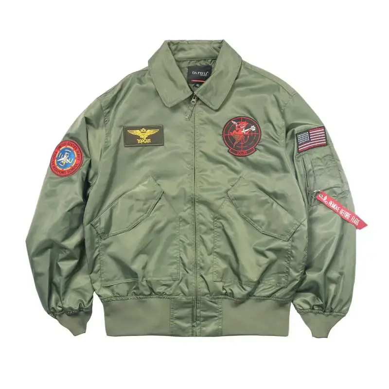 Men's Military Flight Bomber Jacket Lightweight Patched Pilot Windbreaker Moto Racer Coat