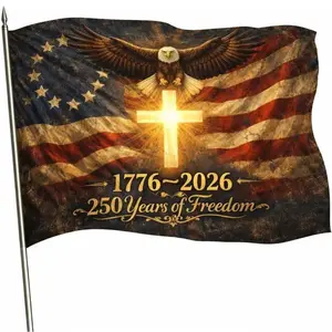 250th Anniversary Double-Sided 3-Ply Outdoor Banner, Timeless Patriotic Yard & House Decor, Perfect for Independence Day Celebrations (3X5 Size)