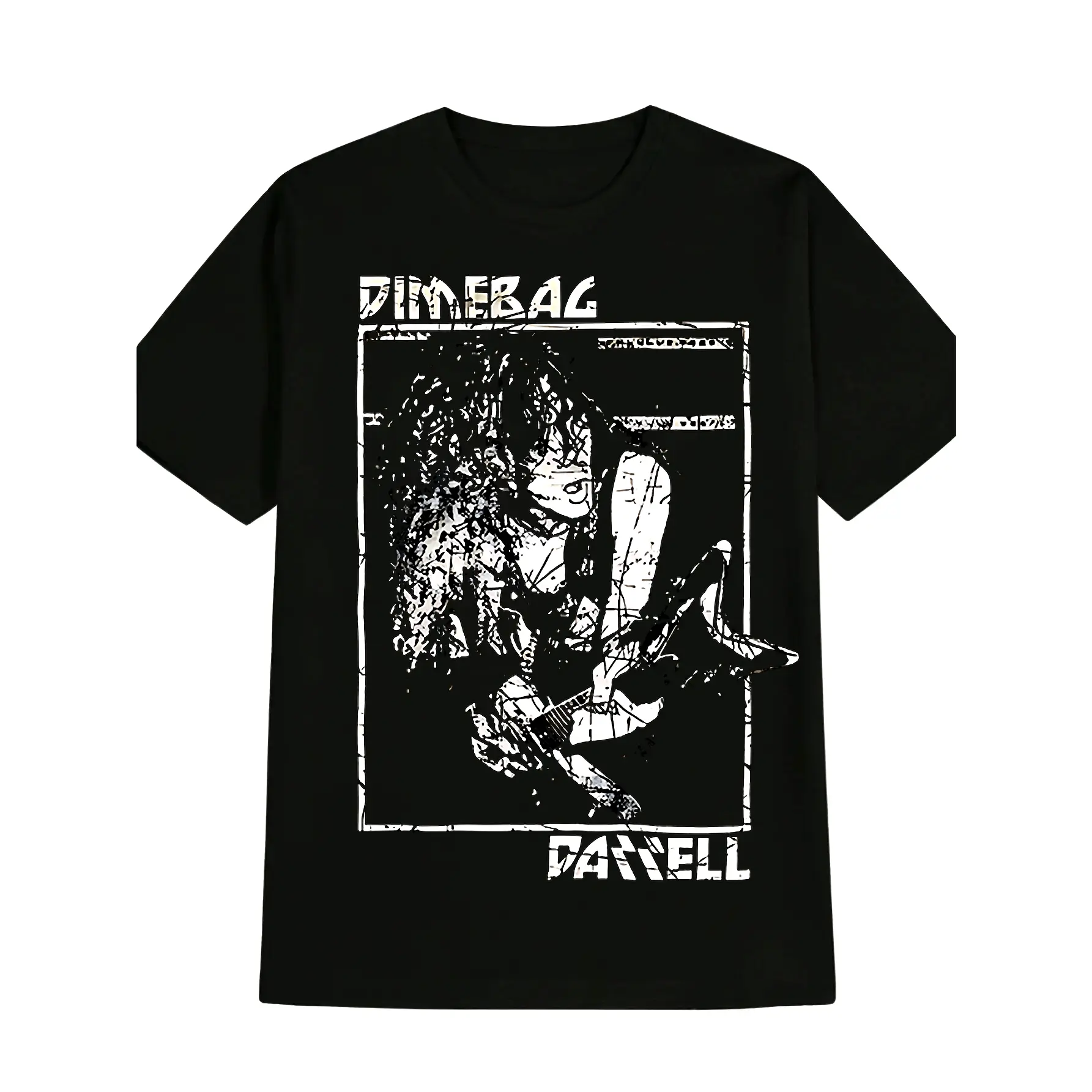 Men's Vintage Pantera Dimebag Darrell Round Neck Shortsleeve T-Shirt - 230g Cotton, Casual, Comfortable, Fashionable Menswear Tops Garment for Summer