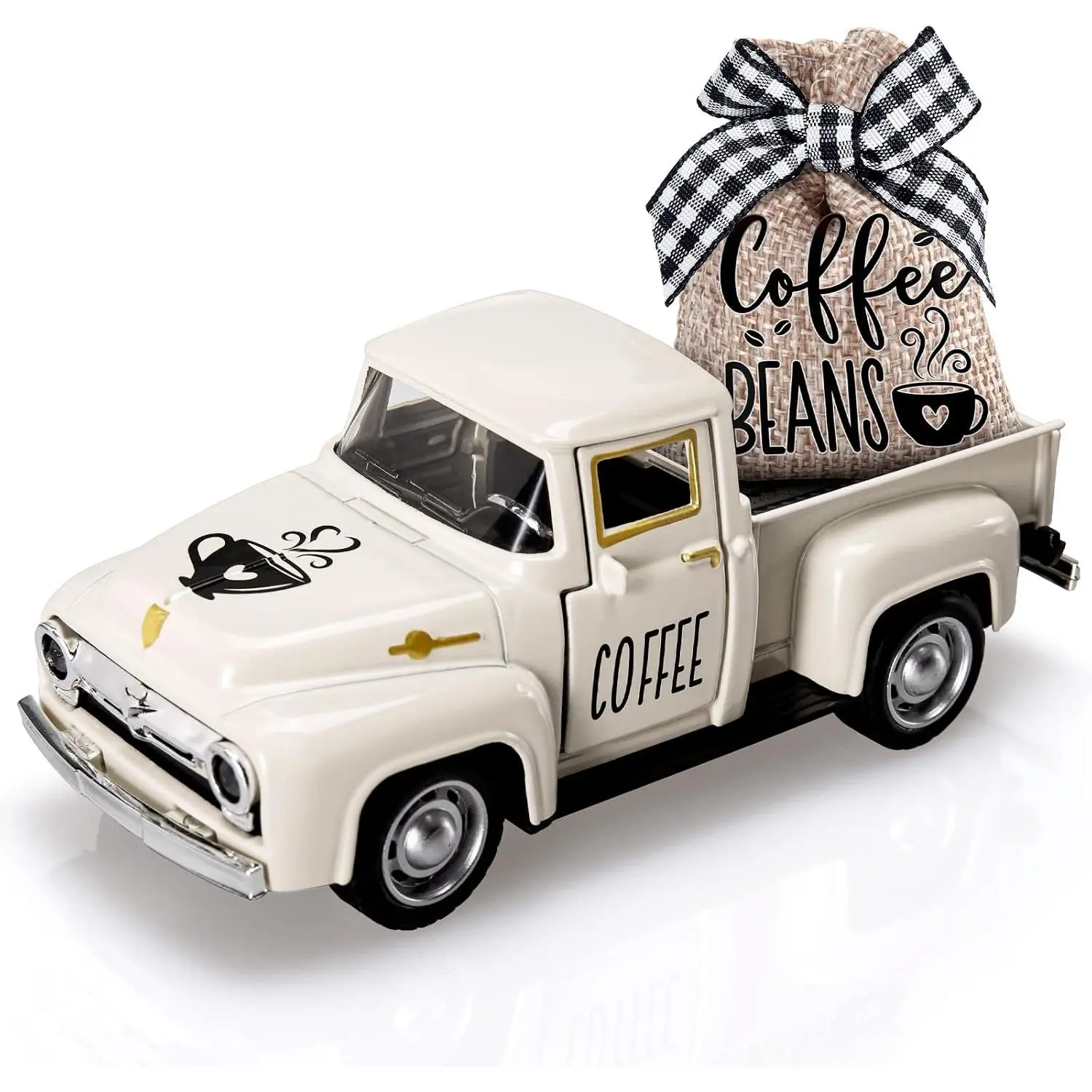Coffee Decor for Coffee Bar Metal  with Coffee Beans Burlap Sack  Pickup  Coffee Station Tabletop Tiered Tray Decor Mini Diecast  Decorations