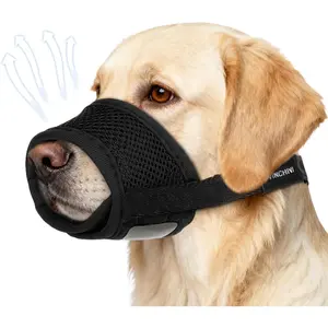 Soft Dog Muzzle for Anti Biting & Barking – Secure & Breathable Mesh Mouth Guard for Grooming, Vet Visits, and Walks - Fits Small, Medium, Large Sized Dogs (Black-M)