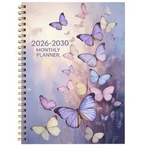 2026-2030 Monthly Planner/Calendar - January 2026 to December 2030, 5-Year Monthly Planner, Purple and Pink Butterfly Themed Cover Design Notebook, Annual and Monthly Calendar Planning, Monthly Tabs, 60-Month Calendar, 5.5 x 8.3 inches, Thick Paper, Flexi