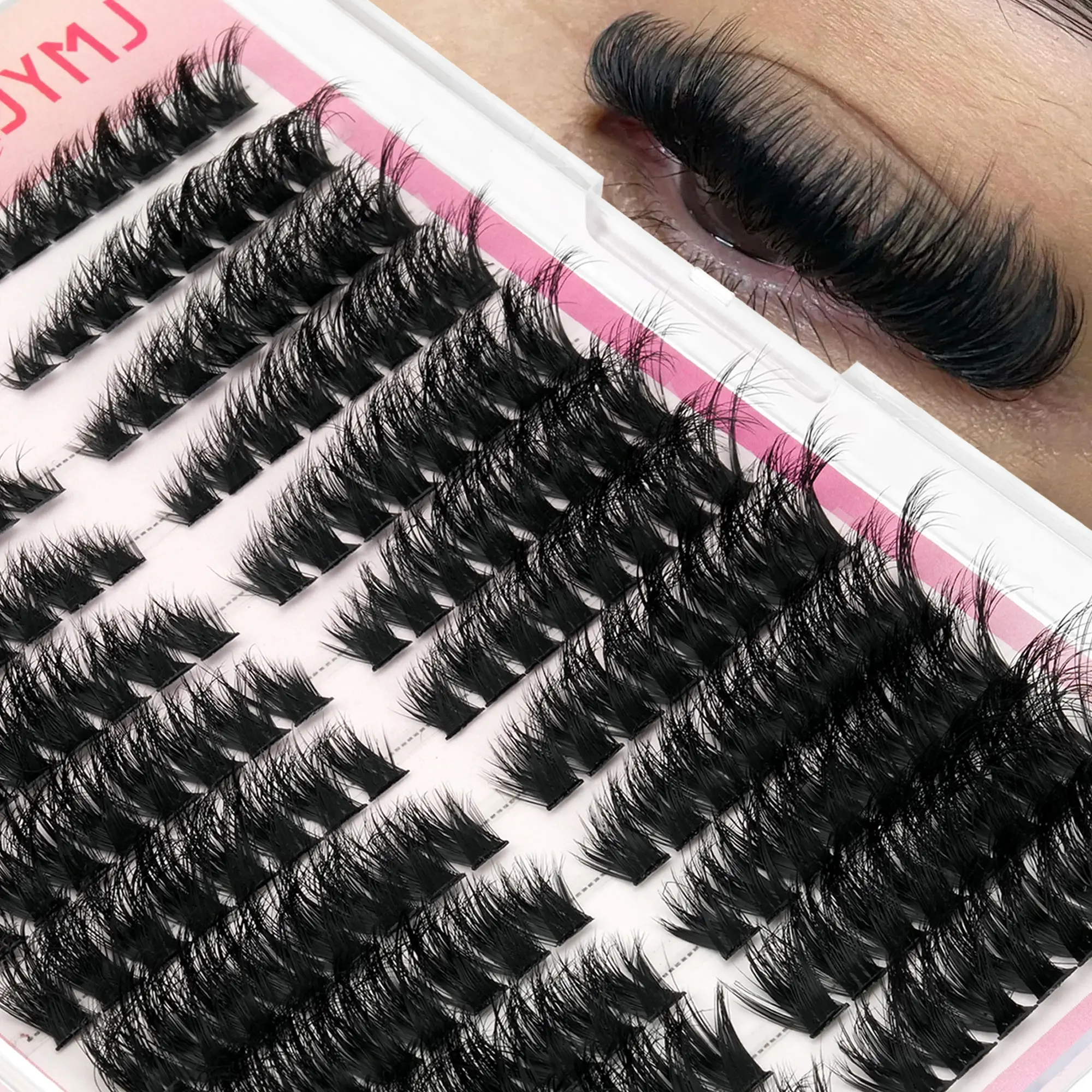 12 Rows D Curl Russian Cluster Lashes, Volume Lashes Clusters, Realistic Fluffy Wispy Individual Lash Clusters, Soft Thin Band Mink False Eyelashes, DIY Lash Extensions