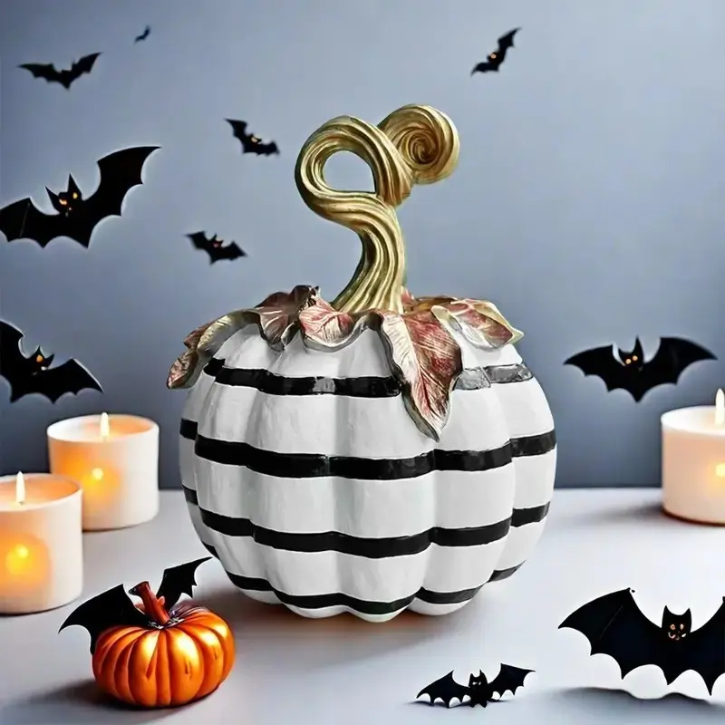 Halloween Hand-Painted Resin Art Craft, and Pumpkin Ornament, Party Decor, Home Decoration, Unique Halloween Gift Idea