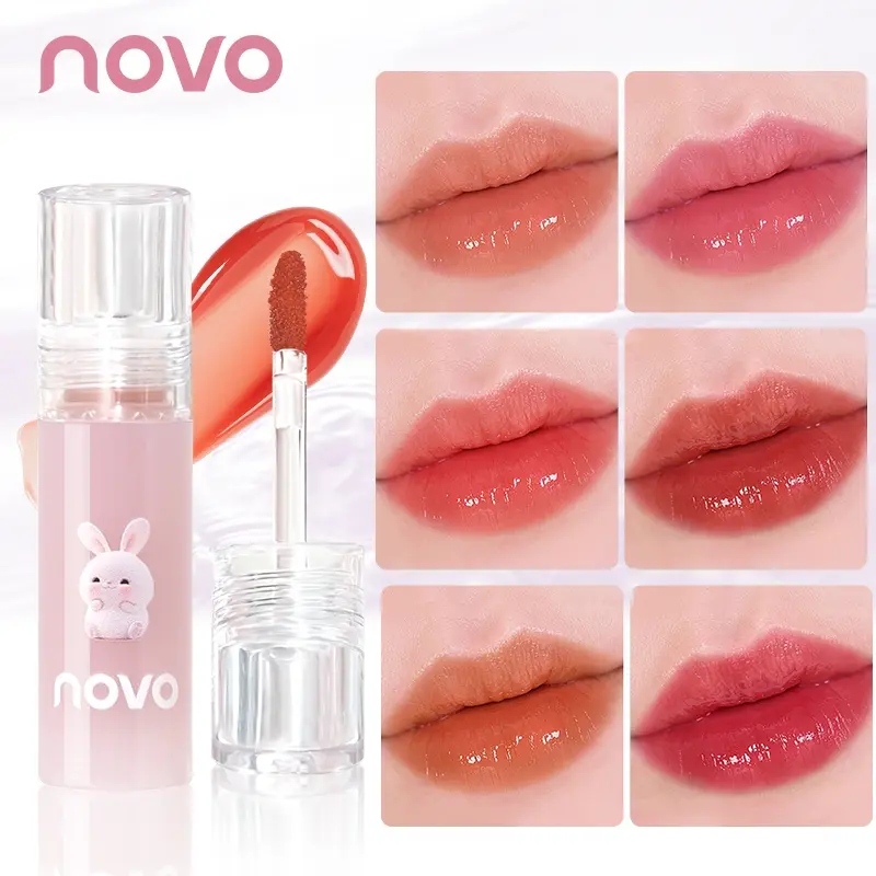 Rabbit Mirror Lip Gloss Hydrating Shiny Glass Lip Tint Long Lasting Non Drying Plump Juicy Lips Transparent Watery Lip Makeup For Daily Look