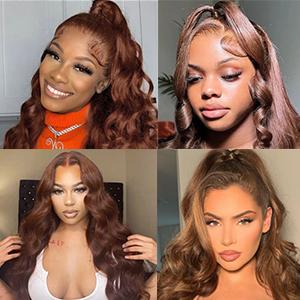 Bling Hair Chocolate Brown Wigs Body Wave 13x4 13x6 HD Transparent Lace Front Human Hair Wig Pre plucked 180% Density 4x4 Lace Closure Brazilian Human Hair Wig For Women Natural Hairline 30 32 Inch TikTokShopBlackFriday