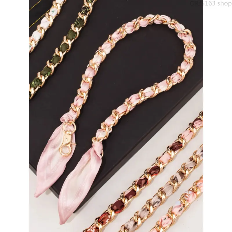 Women's Polka Dot Silk Bag Charm Purse Extender Strap - Gold Bag Chains, Elegant Rose Replacement Shoulder Crossbody Accessory for Daily Handbag Decorations Charms & Pendants, Valentine Use,stainless,steel,cuban chain,acry,Silver,Snowm,b,mom,diy,necklace,
