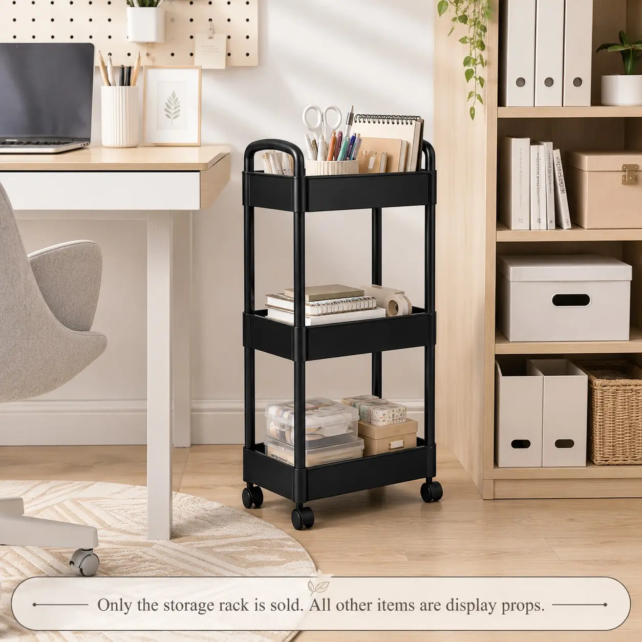 Rolling Storage Cart with Wheels, Durable PVC, or, Ideal for Bedroom and Kitchen Organization, Organizer, Easy to Move, Modern Storage Solution