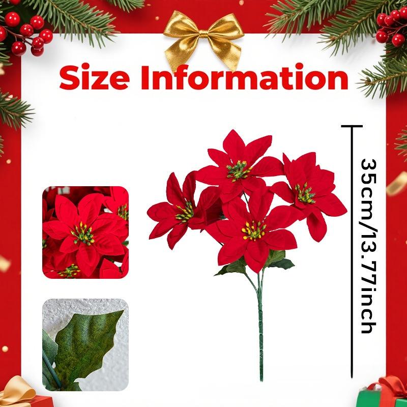Christmas artificial poinsettia bouquet for home, outdoor, tabletop, garden decoration, Christmas decoration