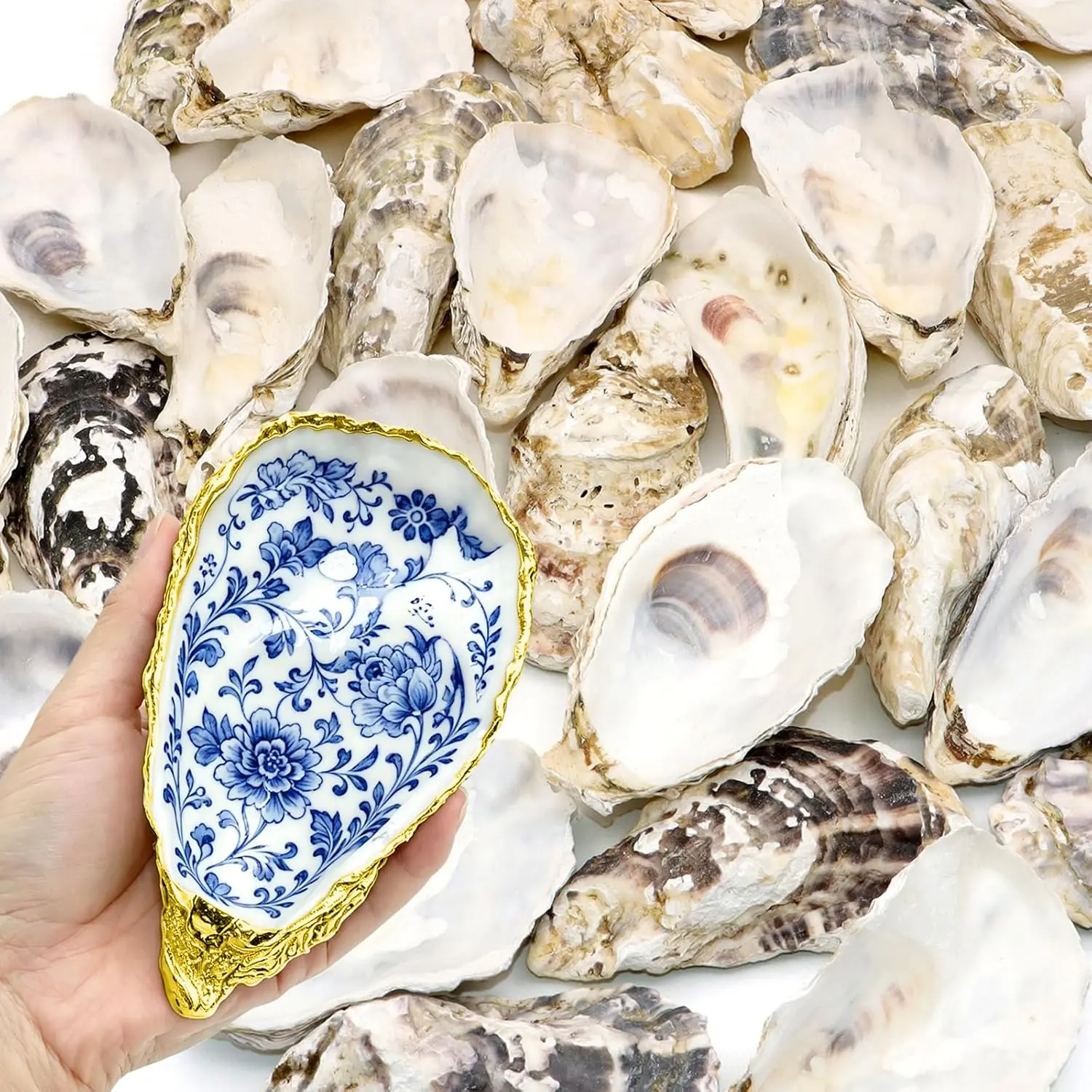 30 count  Oyster Shells for Crafts, 5"-6" Large Gray Seashells Bulk for DIY Ornaments, Decoupage, Shell Painting, Vase Filler, Beach Decor &  Theme Parties