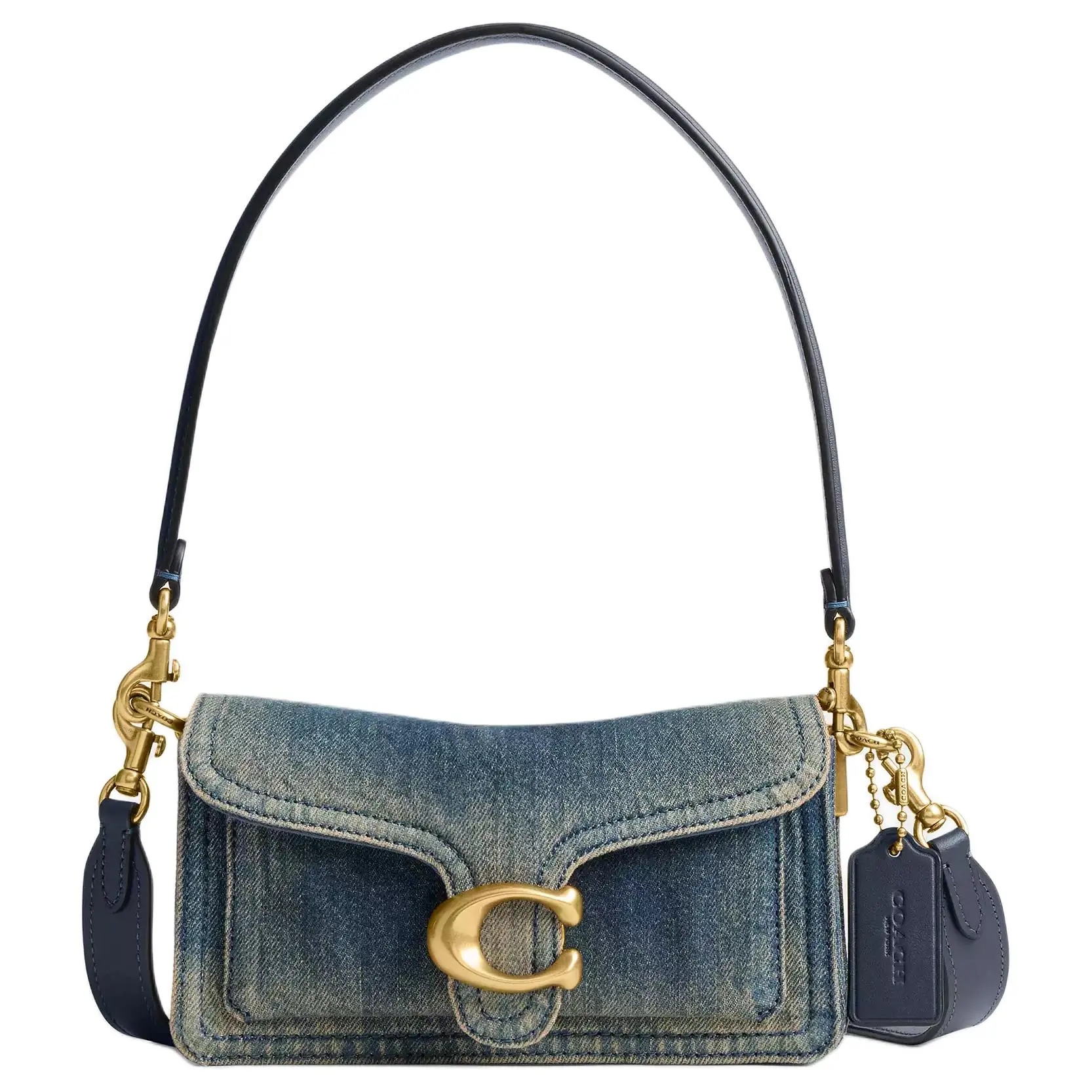 COACH Tabby 20 Crossbody Bag for Women – Denim and Refined Calf Leather with Gold Hardware, Deep Indigo