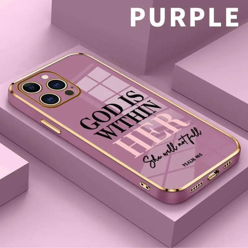 "God is Within Her" Pattern Cellphone Case - Military-Grade Silicone Casing, Electroplated, Anti-Drop 4-Corner Shockproof, Non-Slip, Scratch-Resistant Phone Accessories for iPhone 18/17/16 E/16 Plus/Pro Max/15 Plus/14 Pro/14/13/12/11/Air