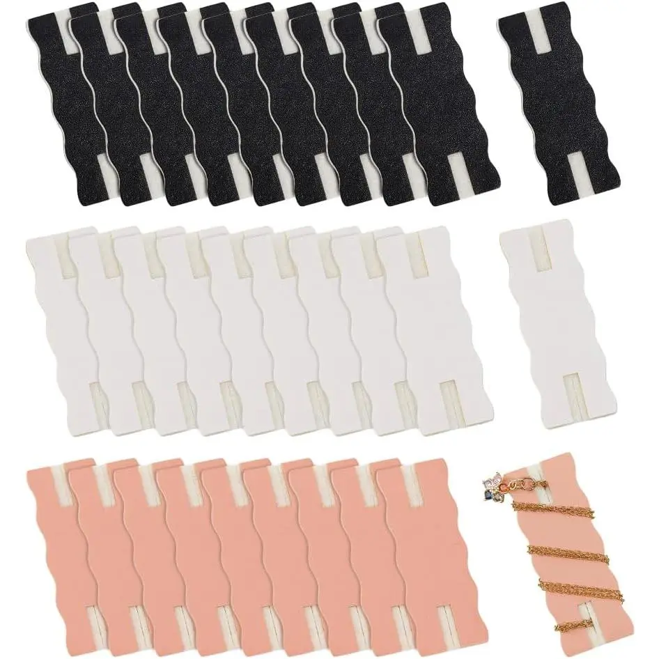 30 count 3 Colors Portable -Free  Organizer Anti Wrap Necklace Organizer Medium  Necklace Display Card   Storage Case for Chain Necklaces Storage