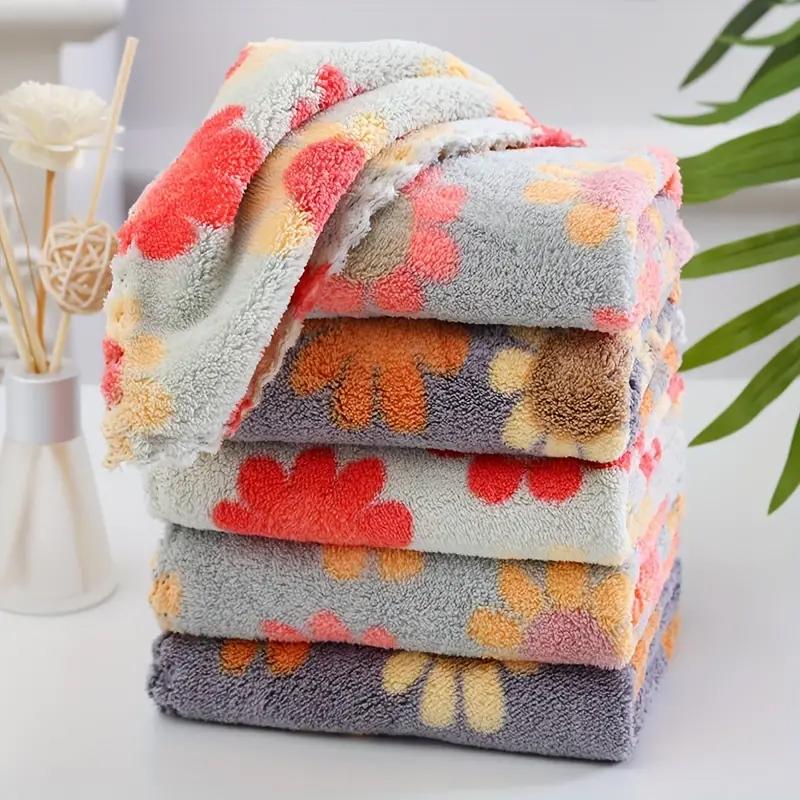 Floral Pattern, 6 Counts/set Soft, Quick-dry Flower Hand Towel for Home Bathroom, Ideal Luxury for Home Bathroom Use, Flower
