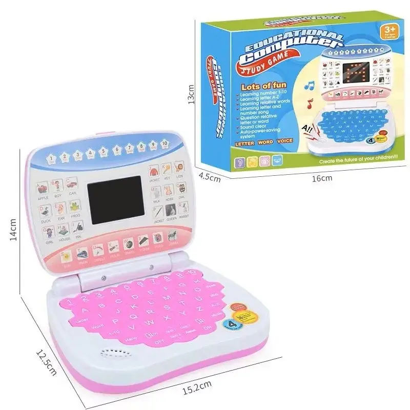 Mini Plastic Unisex Early Education Simulated Laptop - LED Display Learning Device with Built-in Music, Educational Toy for 4-6 Years Kids (c-Integrated Feature)