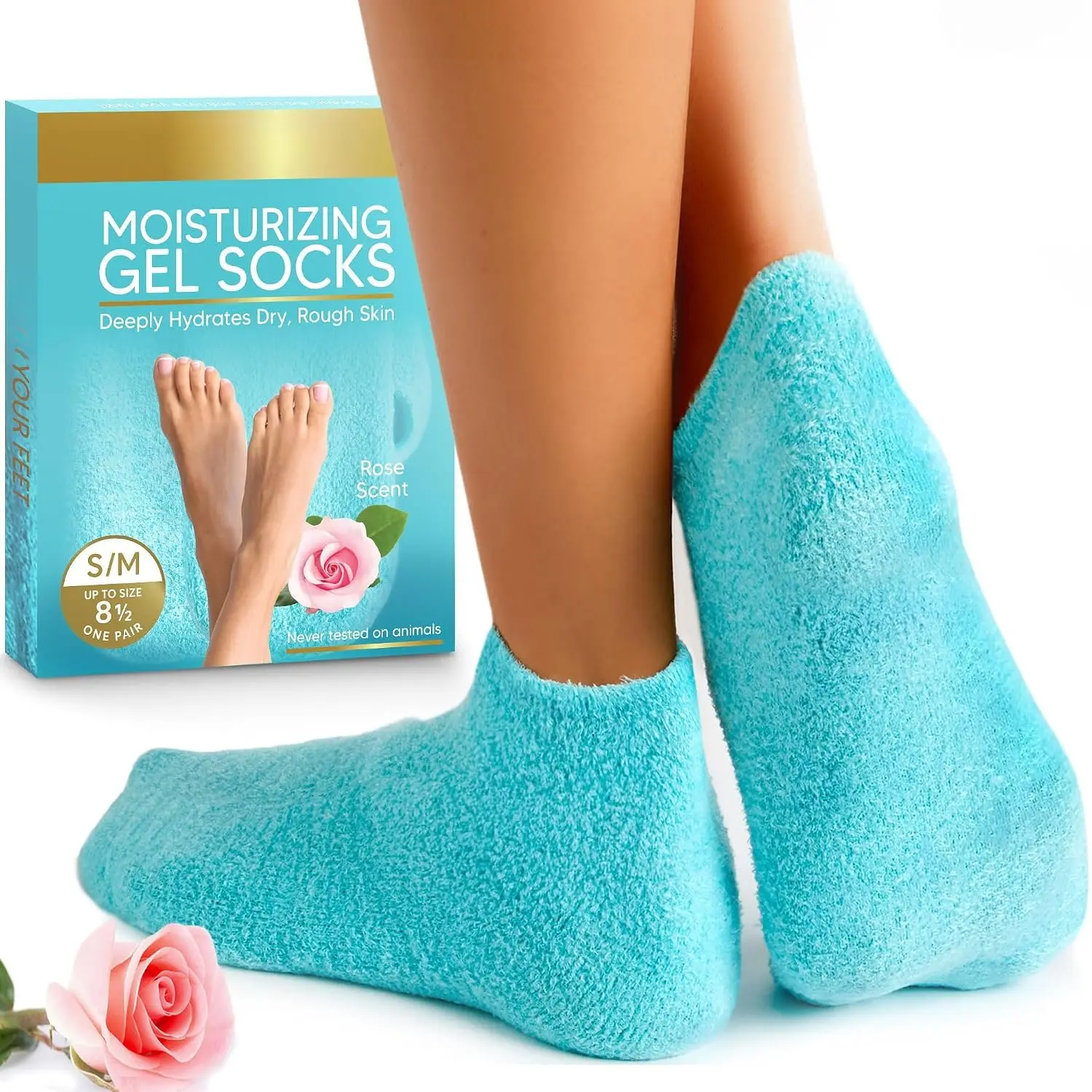 Moisturizing Socks (Up to Size 8.5) - Gifts for Women Her Wife - Infused with Vitamin E & JoJoba Oil - Gel  Aloe Foot Care Socks -  Self Care
