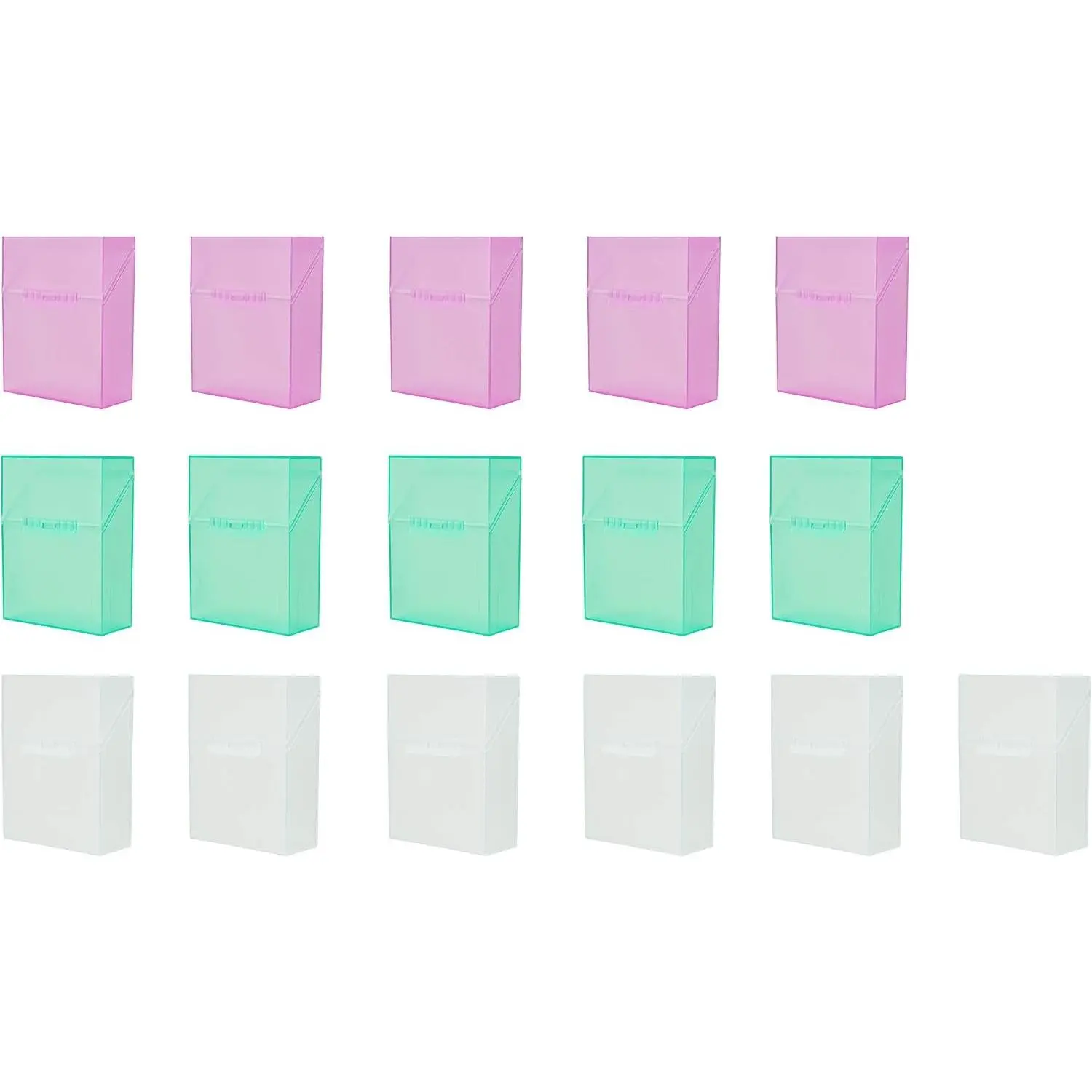 Crayon Box with Hinged Lid and Snap Closure, Clear, Purple, and Green Plastic, 16-Pack (Colors May Vary)