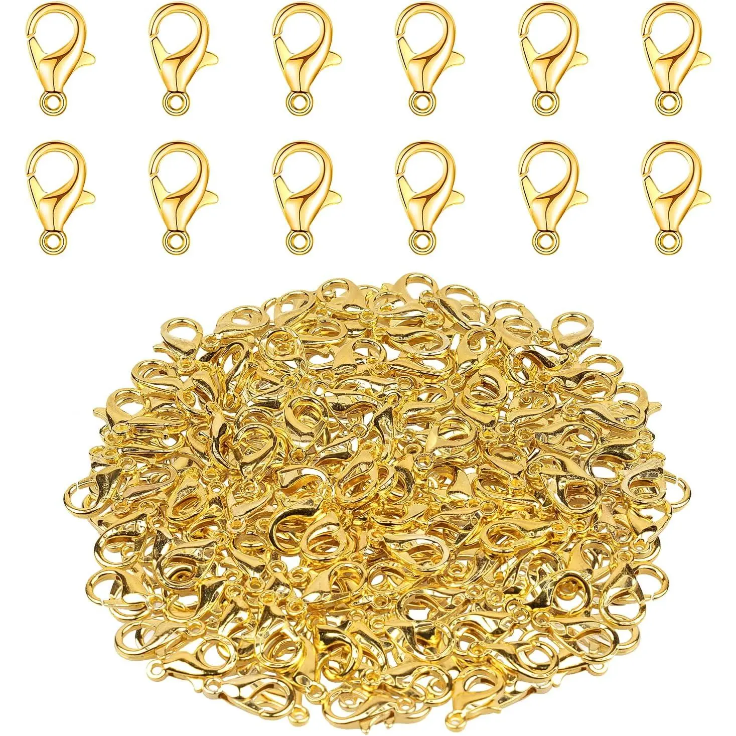 Lobster Clasps, 100 count  Lobster Claw Clasps for  Necklace, Bracelet  Making Accessories Fastener Hook(12mmx6mm)