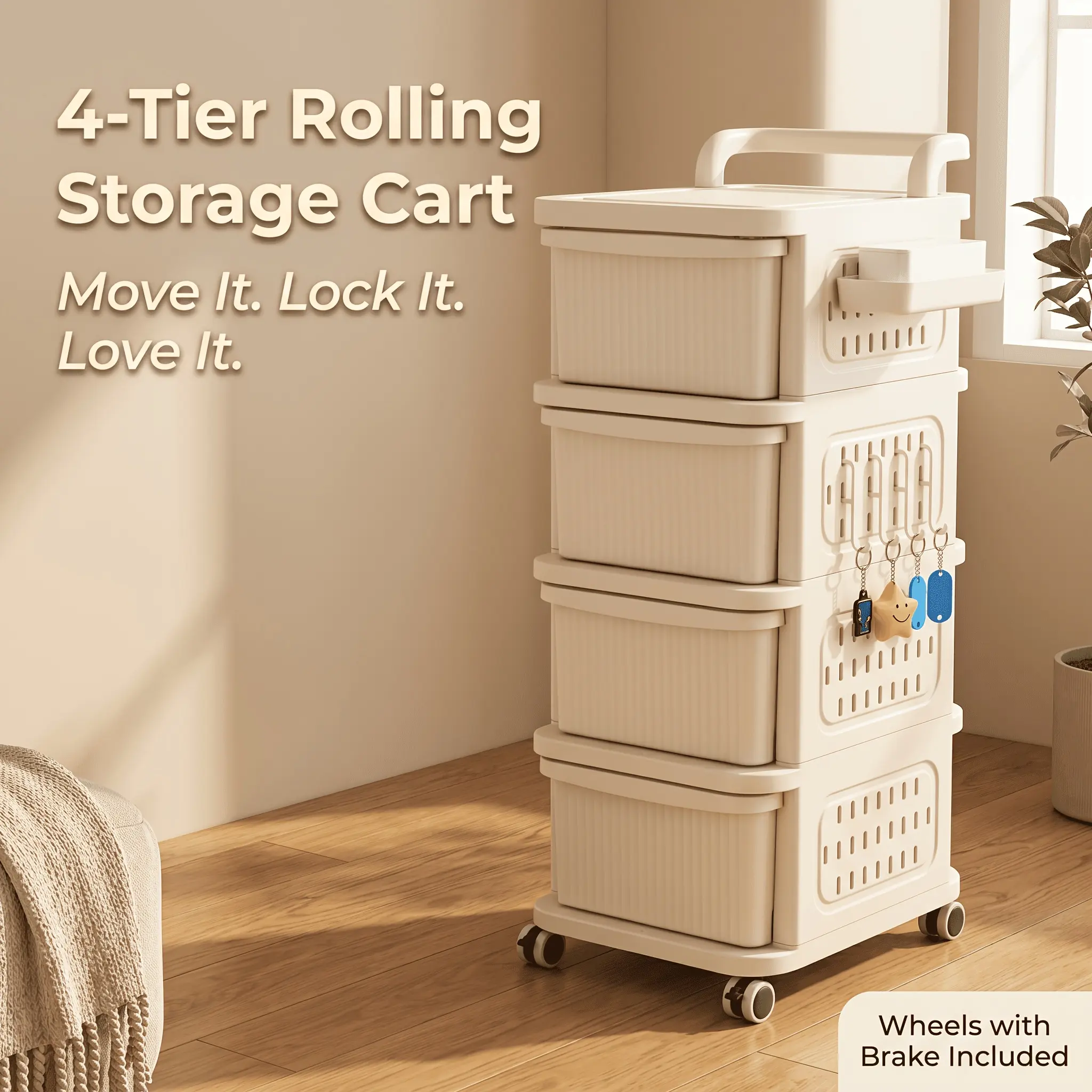 TRYLIFE Multi-Layer Large-Capacity Trolley with Drawers, four-Wheel Multi-Functional Home Storage Rack, Sturdy Durable Organizer for Snacks & Sundries, Suitable for Living Rooms & Storage Rooms