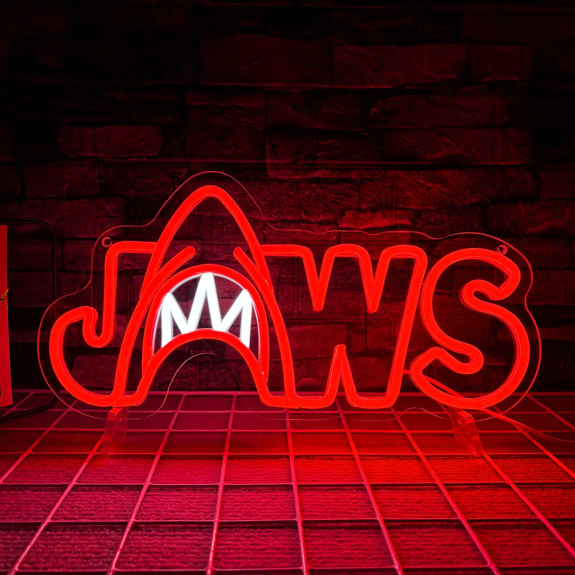 JAWS Neon Sign, USB Powered LED Light Up Sign, Novelty Lighting for Home Party Decoration