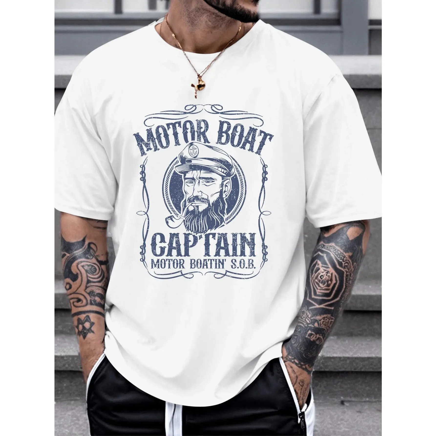 180gMotor Boat Captain Funny Pontoon Boating Motor Boatin Lake T-Shirt