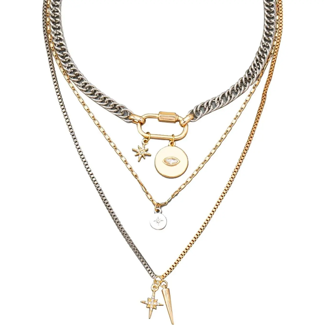 Layered Necklaces for Women, 3 count Stackable Necklace Stack Set with Chunky Paperclip Chain Choker, Trendy Statement Layering  Set