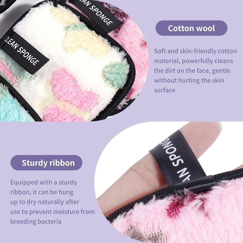 MAANGE Travel Reusable Makeup Remover Pads, Makeup Remover Tool, 6 Counts Colorful Facial Cleaning Puffs, Face Wash Sponges, Square Shape Fluffy Face Washing & Skin Cleansing Pads, Comfort Hygiene Products, Christmas Gift