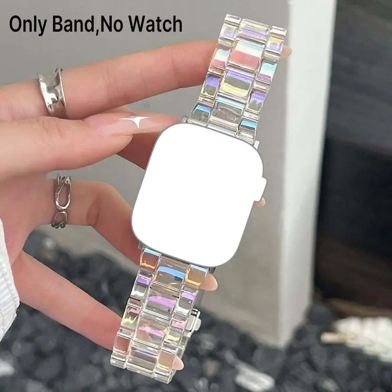【Black Friday】Adjustable Iridescent Link Bracelet Smartwatch Band for Women and Men, Compatible with Apple Watch Ultra 3, Ultra 2, Ultra and Series 10/SE/9/8/7/6/5/4/3/2/1 (Band Only)