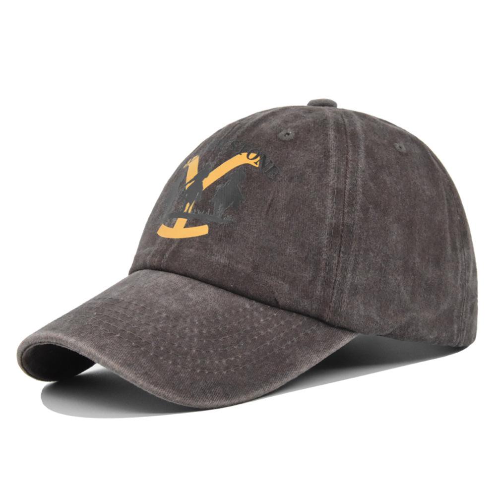 Cross-border European and American Y-print baseball cap, YELLOWSTONE embroidered duckbill cap, washed and distressed curved brim Yellowstone cap