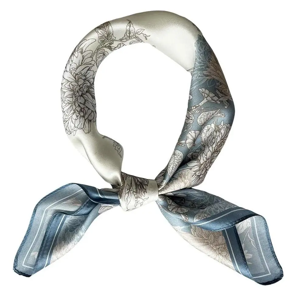 100% Mulberry Silk Square Scarf for Women - Lightweight Satin Hair Scarf for Sleeping, 21"x21"Gift