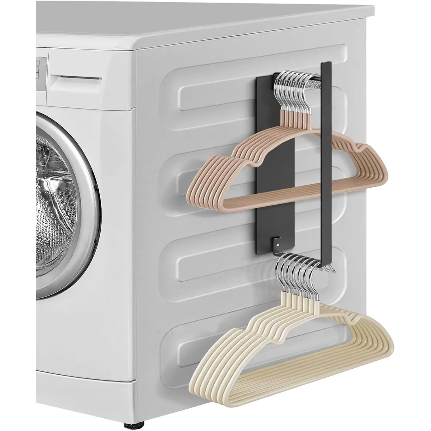 Hanger Storage Organizer,  Hanger Holder for Laundry Room  | Clothes Hanger Stacker for Dryer, Washer,  , No Drill, Capacity Upgrade 2.76"–3.35", Black 1Pack