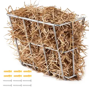 【DealsForYouDays】VEVOR Livestock Hay Feeder, 18.5 Gallons Large Capacity, Heavy-Duty Steel Goat Hay Rack, 24.4" Long Wall Mounted Horse Hay Holder, Multiple Sided Feeding Rack for Sheep Farm Livestock Indoor Outdoor