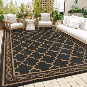Outdoor Rug Waterproof 8x10 ft Reversible Outdoor Plastic Straw Patio Rugs,Foldable Camping Rug with Carry Bag, RV Mat Outside Rugs for Patio,Picnic,Balcony,Deck,Backyard,Pool
