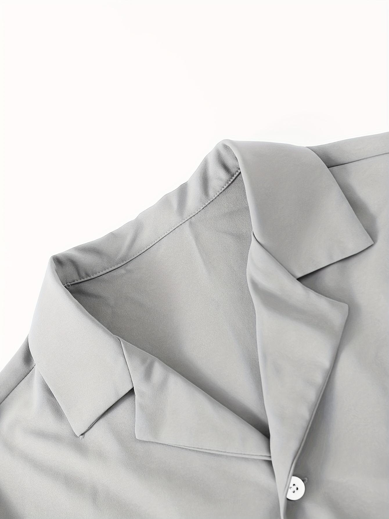 Men's Casual Set - Suit-Inspired Short Sleeve Shirt & Loose Straight Pants - Polyester, Machine Washable