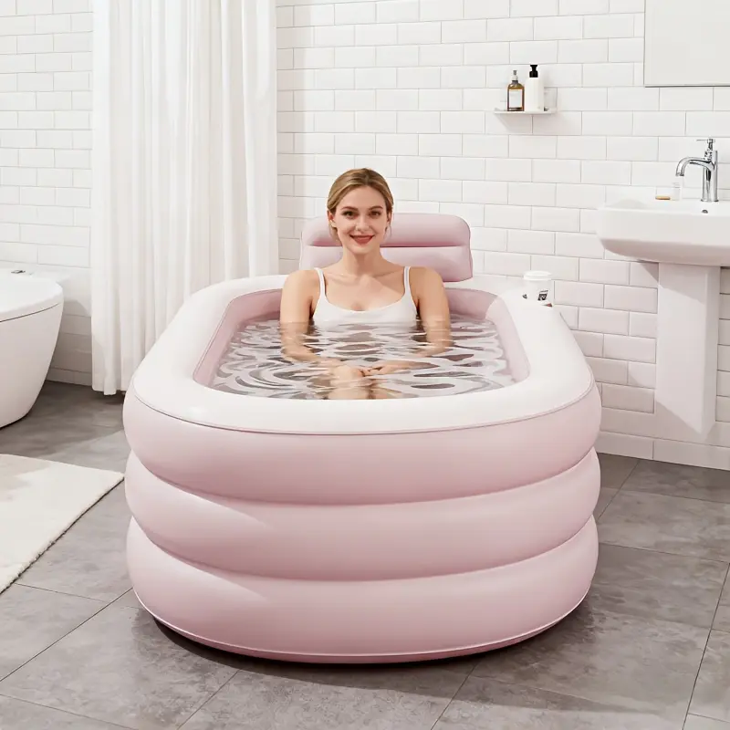 [Foldable Portable Bathtub] Adult Inflatable Bathtub: Foldable Portable Home Bath Tub With Comfortable Backrest, Thickened Durable Material, Easy Storage And Quick Setup, Space-Saving Design For Relaxing Soaking Baths In Bathroom