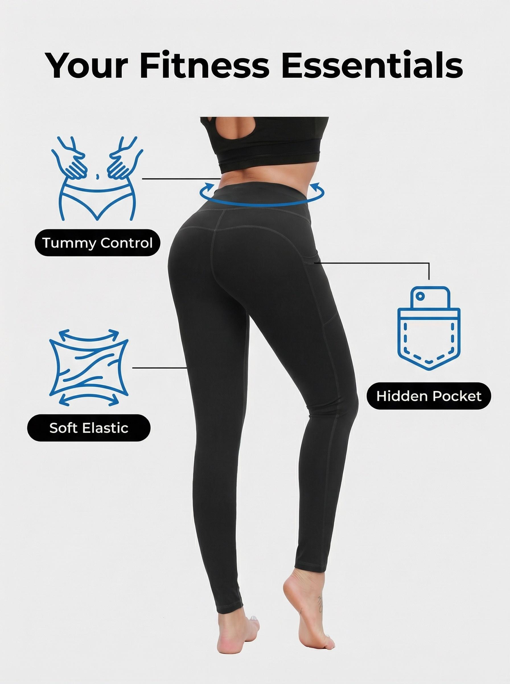 Women'S Yoga 9 Pants Padded Plain-Colored Base Pants with Pockets Cropped Yoga Leggings Butt Lifting Design High Rise Booty Yoga Pants Soft Stretch