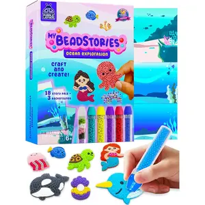 Magical Bead Painting Birthday Gifts for Girls and Boys Ages 6-8, Bead Art & Craft Set, Beads Pen Painting Activities, Creative Ocean Theme Kit with Fun Designs