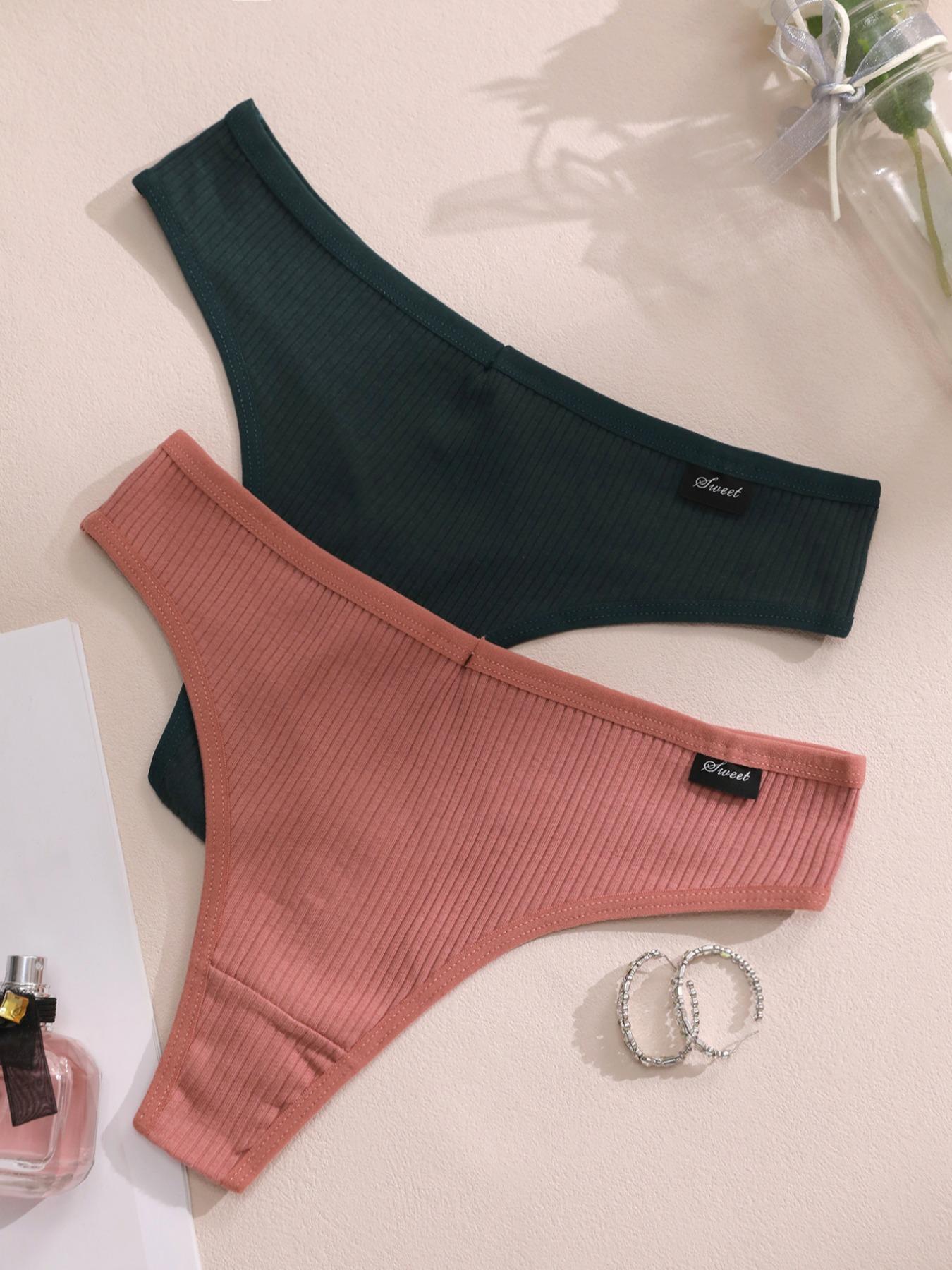 Women's Solid Color Thong, Soft Comfy Breathable Panty Casual Style Underwear for Daily Wear, Women's Underwear for All Seasons